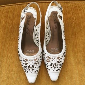 Vintage White Lace Cut Out Bella Vita Heels